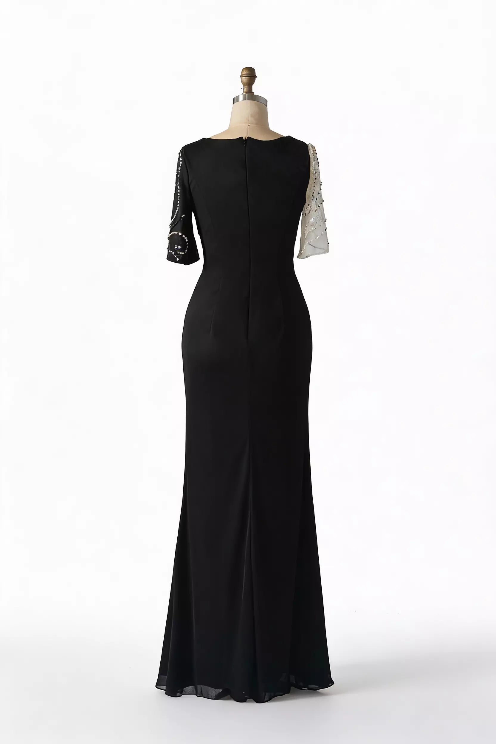 Black One-Shoulder Evening Gown with Crystal Beaded Floral Embroidery – Elegant Formal Party Dress