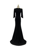 Luxury Burgundy Lace Mermaid Evening Gown Long Sleeves High-Neck Formal Dress for Wedding Prom