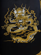 Luxury Black Gold Evening Gown with Hand-Beaded Embroidery and Cape